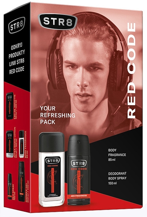 STR8 Red Code - Körperpflegeset (Körperspray 85 ml + Deospray 150 ml)  — Bild N1