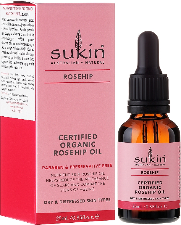 Bio-Hagebuttenöl für trockene Haut - Sukin Organic Rose Hip Oil — Bild N1