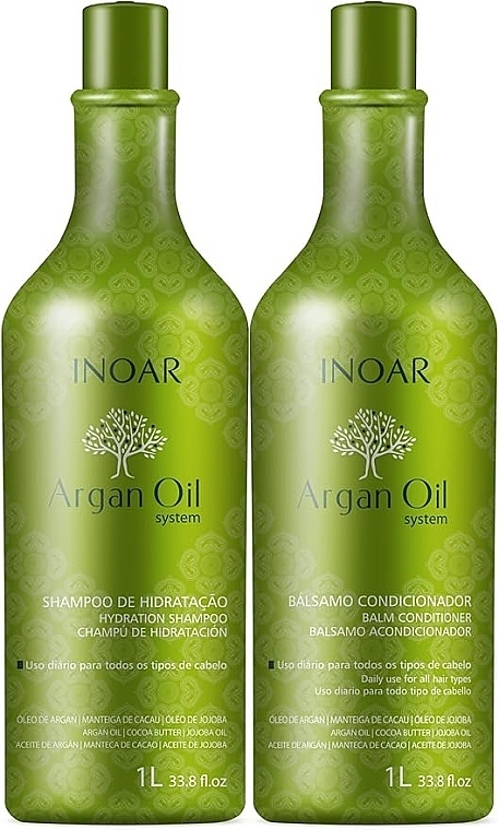 Set - Inoar Argan Oil System Kit (shm/1000ml + conditioner/1000ml) — Bild N1