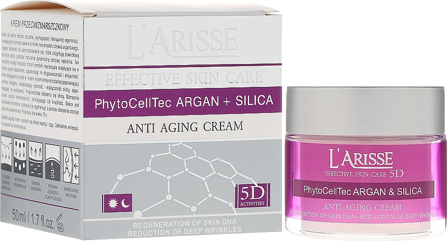 Anti-Falten Gesichtscreme für Tag und Nacht mit Arganöl und kolloidaler Kieselsäure 70+ - Ava Laboratorium L'Arisse 5D Anti-Wrinkle Cream Stem Cells & Silica — Bild N1