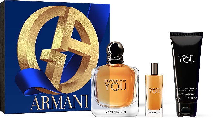 Giorgio Armani Emporio Armani Stronger With You - Duftset (Eau de Toilette /100 ml + Eau de Toilette /15 ml + Duschgel /75 ml) — Bild N1