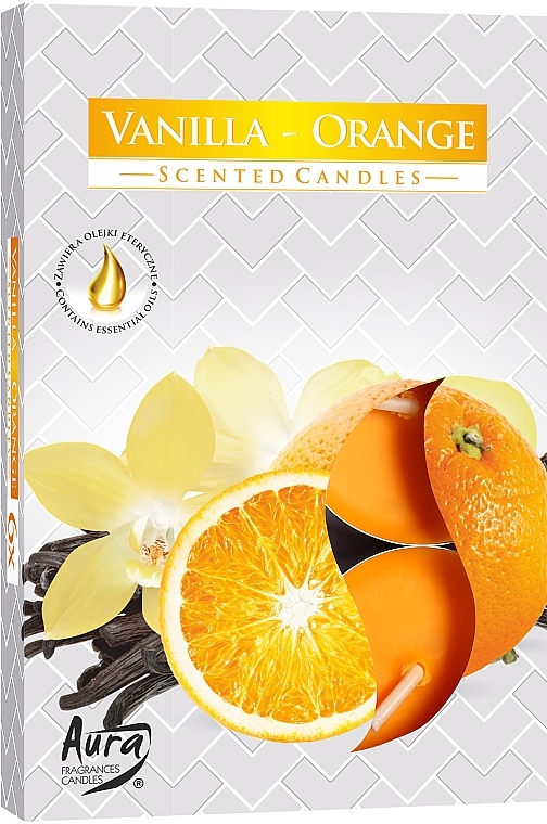 GESCHENK! Teelichter mit Vanille- und Orangenduft - Bispol Vanilla Orange Scented Candles — Bild N1
