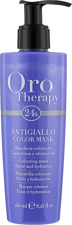 Illuminierende farbauffrischende Pflegemaske für natürliches und coloriertes Haar - Fanola Oro Therapy Color Mask No Yellow