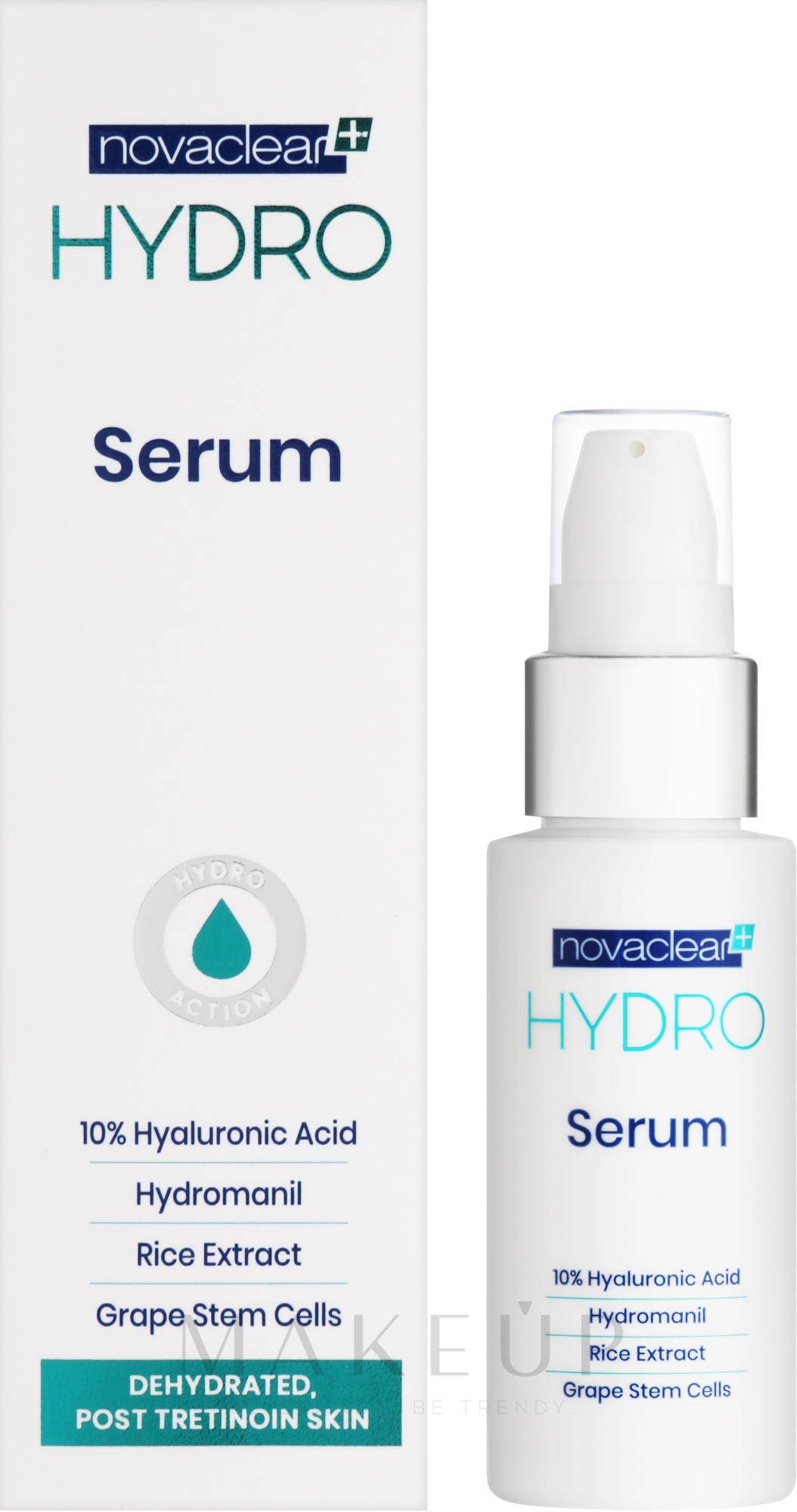 Intensiv feuchtigkeitsspendendes Gesichtsserum mit 10% Hyaluronsäure, Stammzellen, Hydromanil und Reisextrakt - Novaclear Hydro Serum — Bild 30 ml