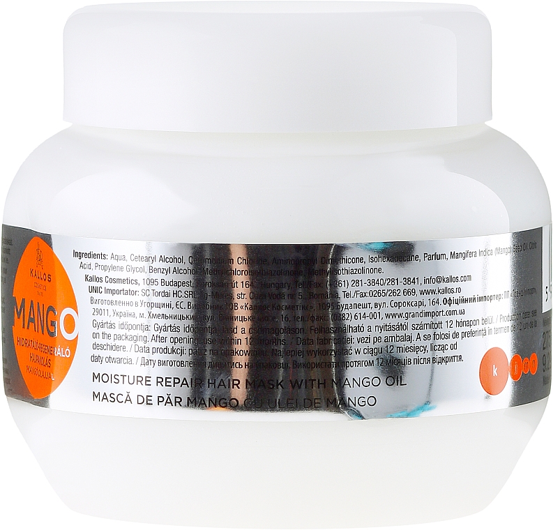 Feuchtigkeitsspendende und regenerierende Haarmaske mit Mango - Kallos Cosmetics Mango — Bild N2