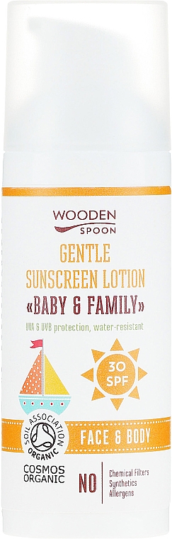 Bio Sonnenschutzlotion für Gesicht und Körper SPF 30 - Wooden Spoon Organic Sunscreen Lotion Baby & Family SPF 30