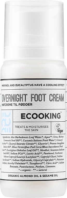 Weichmachende Fußcreme für die Nacht mit pflegenden Ölen, Menthol und Eukalyptus - Ecooking Overnight Foot Cream — Bild N1