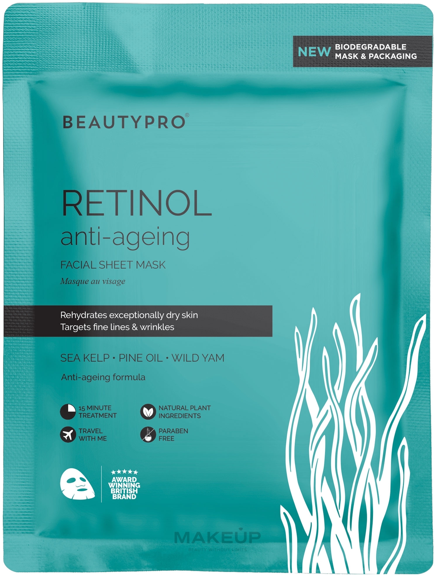 Tuchmaske für das Gesicht mit Retinol - BeautyPro Retinol Anti-Ageing Sheet Mask — Bild 22 ml