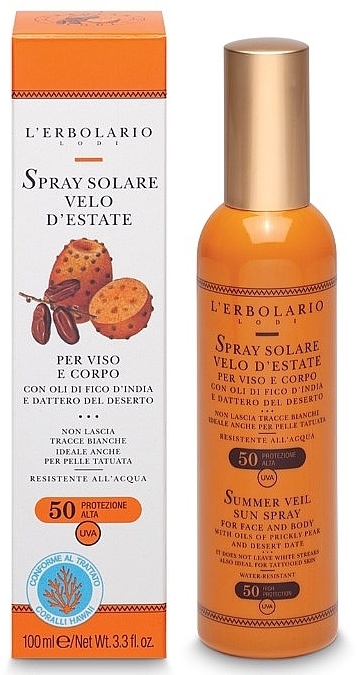 Sonnenschutzspray mit Kaktusfeigen- und Wüstendattelöl - L'Erbolario Summer Veil Solar Spray SPF 50 — Bild N1