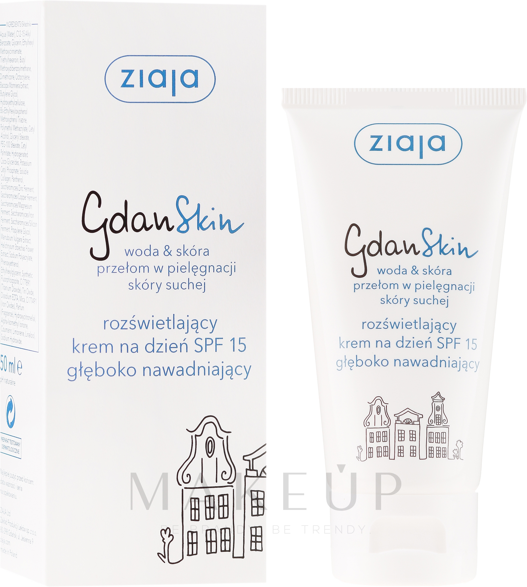 Aufhellende Gesichtscreme für den Tag LSF 15 - Ziaja GdanSkin Day Cream SPF 15 — Bild 50 ml