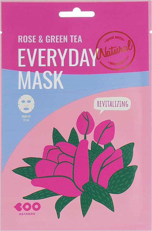 Gesichtsmaske mit Rosen- und Grüntee-Extrakt - Dearboo Everyday Mask Rose & Green Tea — Bild N1