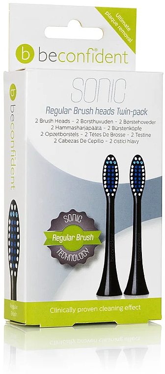 Ersatzkopf für elektrische Zahnbürste schwarz 2 St. - Beconfident Sonic Regular Brush Heads Black 2 Units — Bild N1