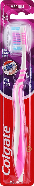 Zahnbürste mittel Zig Zag rosa-weiß - Colgate Zig Zag Plus Medium Toothbrush