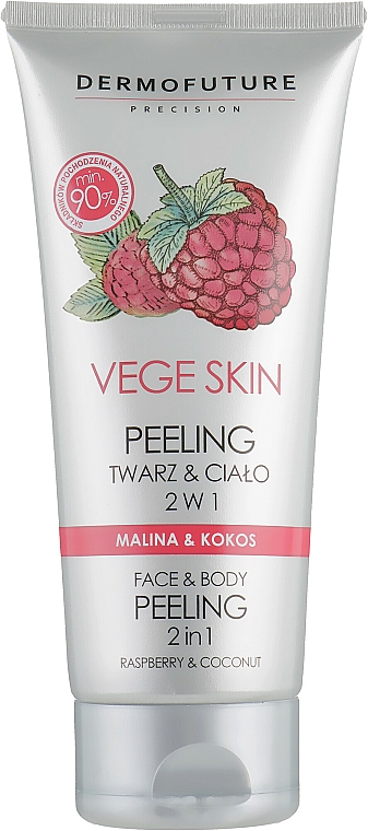 2in1 Gesichts- und Körperpeeling mit Himbeere und Kokosnuss - DermoFuture Vege Skin Face & Body Peeling Raspberry & Coconut