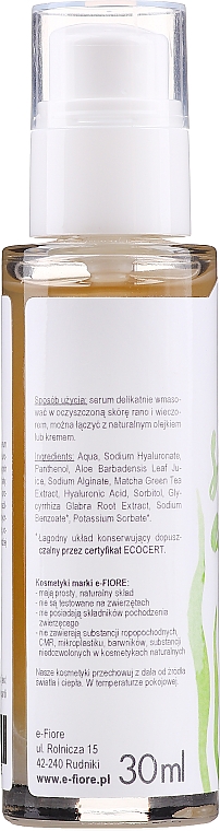 Hyaluronserum für das Gesicht mit Algen und grünem Tee - E-Fiore Serum — Bild N2