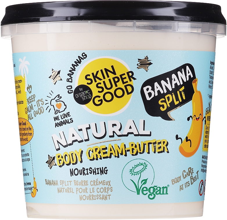 Körpercreme-Butter mit Banane, Kokosmilch, Chiasamen und Kakao - Planeta Organica Natural Body Cream-Butter Banana Split