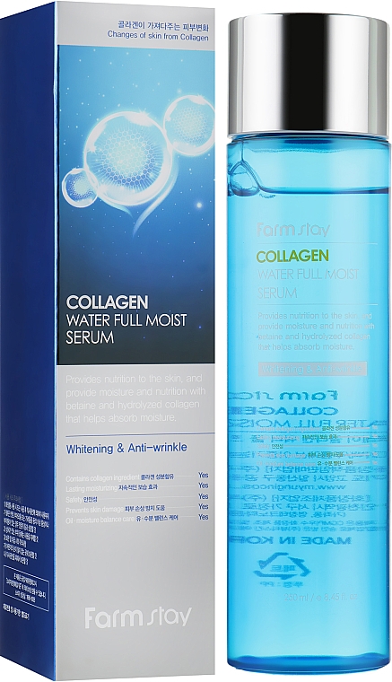 Feuchtigkeitsspendendes Anti-Falten Gesichtsserum mit hydrolisiertem Kollagen - FarmStay Collagen Water Full Moist Serum — Bild N1