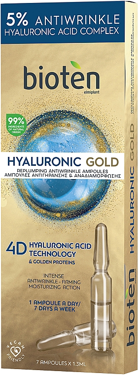 Ampullen gegen Falten - Bioten Hyaluronic Gold Replumping Antiwrinkle Ampoules — Bild N1