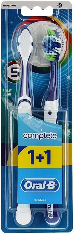 Zahnbürsten-Set 40 mittel blau und blau - Oral-B Bomplete 5 Way Clean — Bild N1