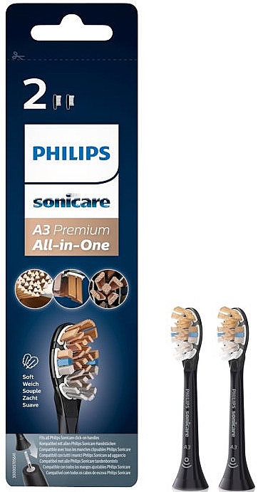 Austauschbare Zahnbürstenköpfe für elektrische Zahnbürste - Philips HX9092/10 A3 Premium All-in-1 Black — Bild N2