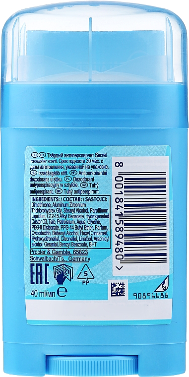 Deostick Antitranspirant mit Rosenwasserduft - Secret Antiperspirant Stick Rosewater Scent — Bild N2