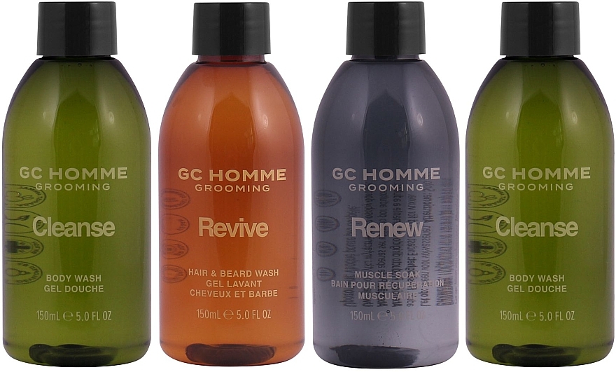 Körperpflegeset - Grace Cole GC Homme Grooming Bathing Line Up (Duschgel 2x150ml + Haar- und Bartwäsche 150ml + Lotion 150ml) — Bild N3