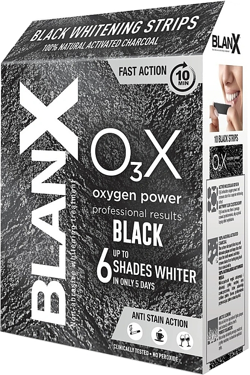 Zahnaufhellungsstreifen mit Aktivkohle - BlanX O3X Whitening Strips Black — Bild N1