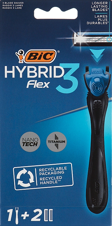 Rasier mit 2 Ersatzklingen - Bic Flex 3 Hybrid — Bild N1