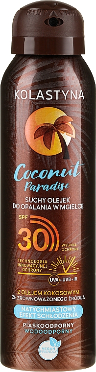 Trockenes Bräunungsöl mit Kokosnuss SPF 30 - Kolastyna Coconut Paradise Oil SPF30 — Bild N1