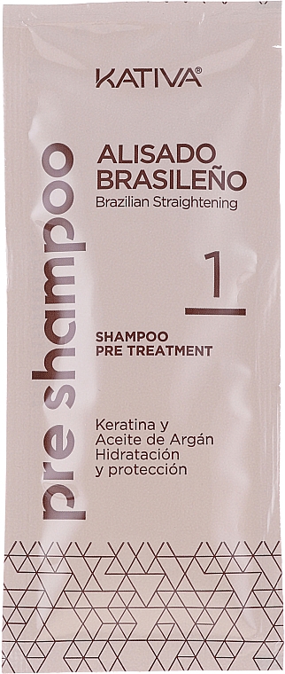 Haarpflegeset mit Keratin - Kativa Alisado Brasileno Con Glyoxylic & Keratina Vegetal Kit (Pre-Behandlung Shampoo 15ml + Behandlung zur Haarglättung 150ml + Shampoo 30ml + Conditioner 30ml + Pinsel 1St. + Handschuhe) — Bild N6