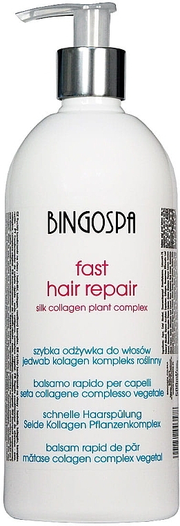 Regenerierende und feuchtigkeitsspendende Haarspülung mit Seide und Kollagen - BingoSpa Fast Hair Repair — Bild N1