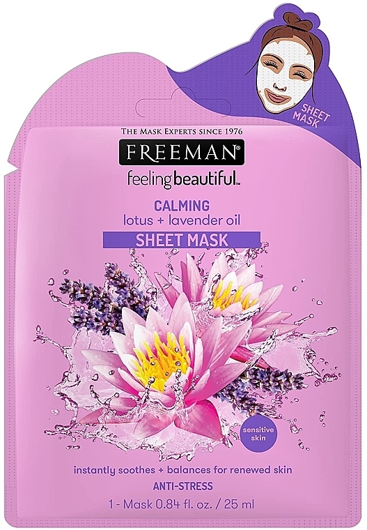 Beruhigende Gesichtsmaske mit Lavendelöl und Lotos - Freeman Calming Sheet Mask — Bild N1