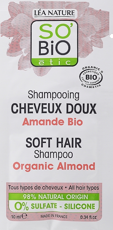 Haarshampoo - So'Bio Etic Soft Hair Shampoo Organic Almond (Probe)  — Bild N1