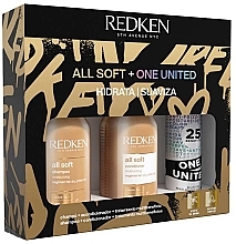 Düfte, Parfümerie und Kosmetik Set - Redken All Soft + One United (shmp/300ml + h/cond/300ml + h/treat/150ml)