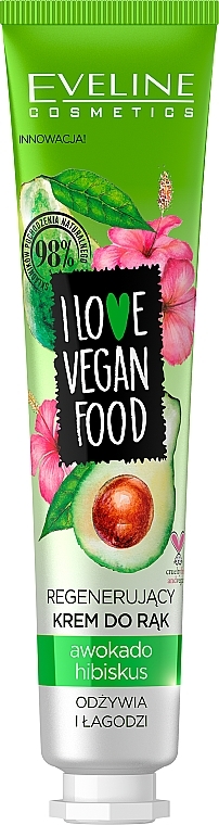 Regenerierende Handcreme mit Avocadoöl und Hibiskusextrakt - Eveline Cosmetics I Love Vegan Food Avocado & Hibiscus Hand Cream — Bild N1