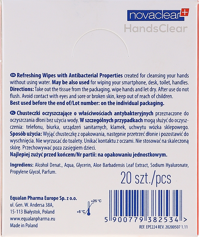 Erfrischende antibakterielle Feuchttücher - Novaclear Hands Clear Refreshing Wipe With Antibacterial Properties — Bild N2