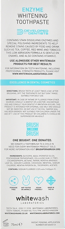 Aufhellende Zahnpasta - WhiteWash Laboratories Enzyme Whiteninng Toothpaste — Bild N1