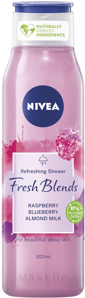 Erfrischendes Duschgel mit Himbeere, Heidelbeere und Mandelmilch - Nivea Fresh Blends Refreshing Shower Raspberry Blueberry Almond Milk — Bild 300 ml