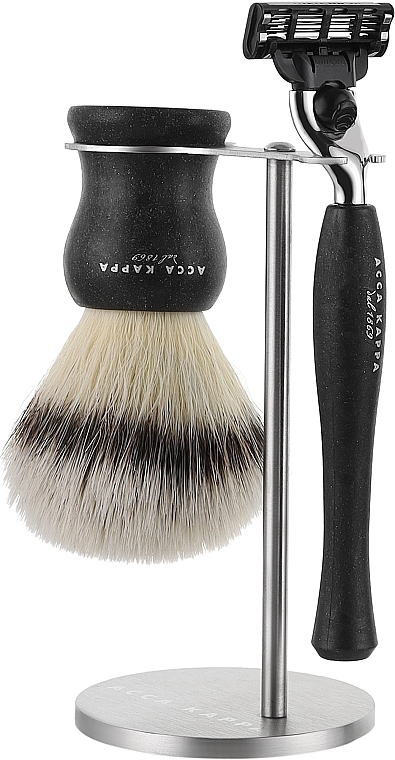 Rasierset - Acca Kappa Natural Style Set Black (razor/1pc + brush/1pc + stand/1pc) — Bild N1