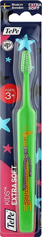 Kinderzahnbürste extra weich 3+ Jahre grün mit Giraffe - TePe Kids Extra Soft — Bild N1