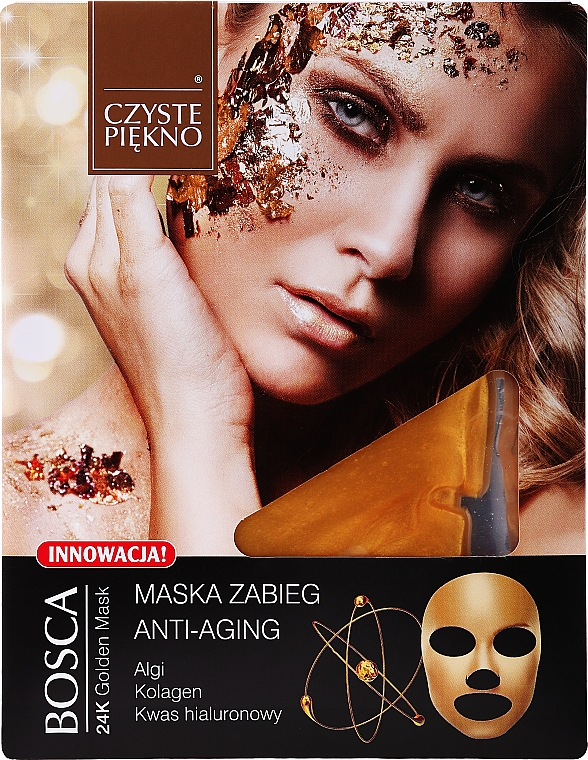 Anti-Aging Tuchmaske mit Kollagen, Hyaluronsäure und Goldpartikeln - Czyste Piekno Bosca Anti-Aging 24K Golden Mask — Bild N1