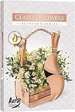 Teekerzen-Set Klassische Blumen - Bispol Classic Flowers Scented Candles — Bild N1