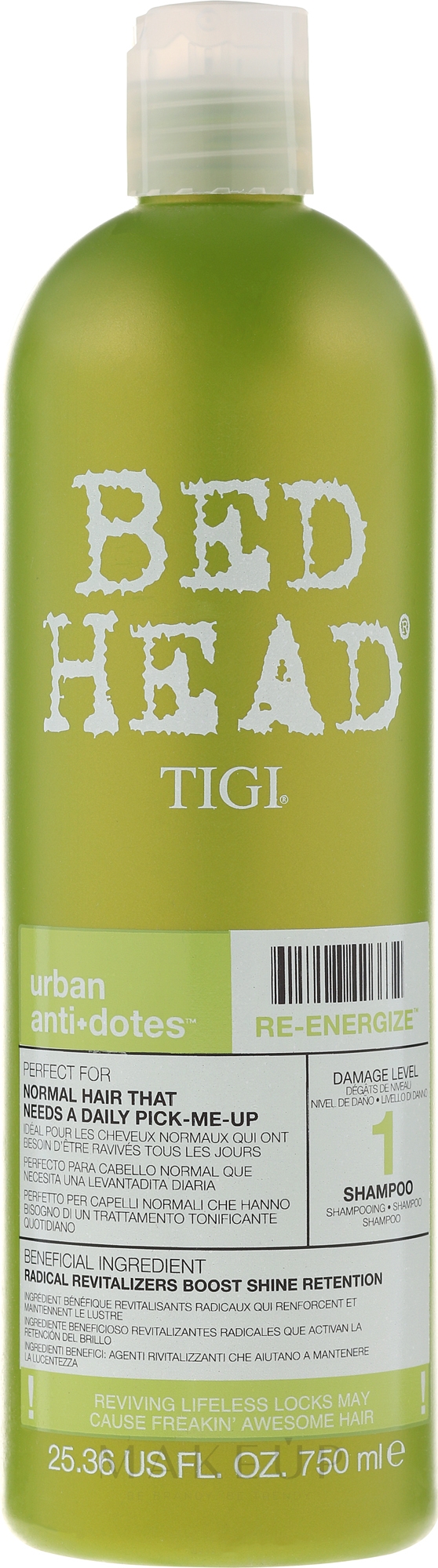 Feuchtigkeitsspendendes Shampoo für normales bis leicht trockenes Haar - Tigi Bed Head Urban Antidotes Re-energize Shampoo — Foto 750 ml