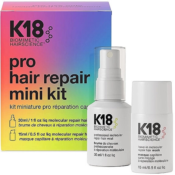 Haarpflegeset - K18 Hair Pro Repair Mini Kit (Haarnebel 30ml + Haarmaske 15ml)  — Bild N1