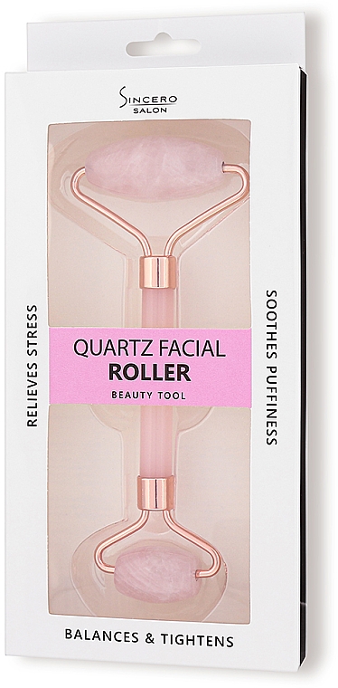 Massageroller für das Gesicht aus Rosenquarz - Sincero Salon Quartz Face Roller — Bild N1