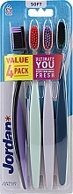 Düfte, Parfümerie und Kosmetik Zahnbürsten weich schwarz-lila, mintgrün, rosa, blau 4 St. - Jordan Ultimate You Soft Toothbrush