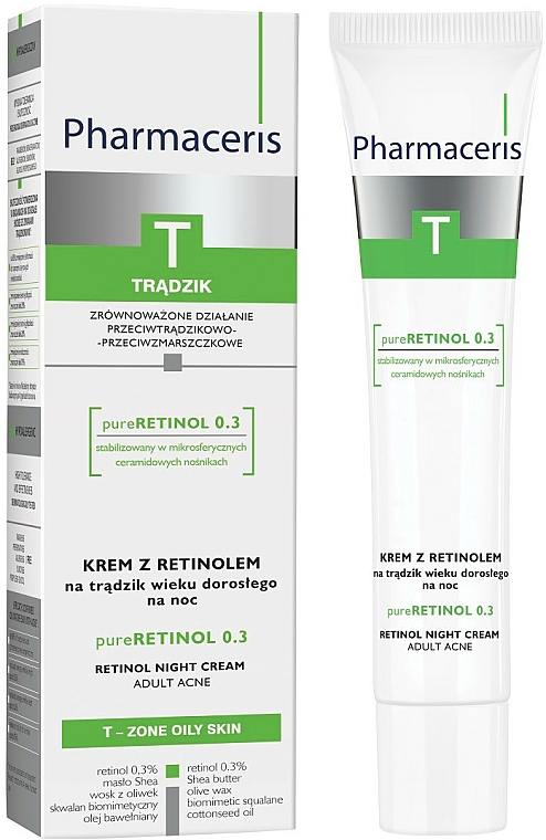 Anti-Akne Nachtcreme für das Gesicht mit Retinol - Pharmaceris T Pure Retinol 0.3 Night Cream — Bild N2