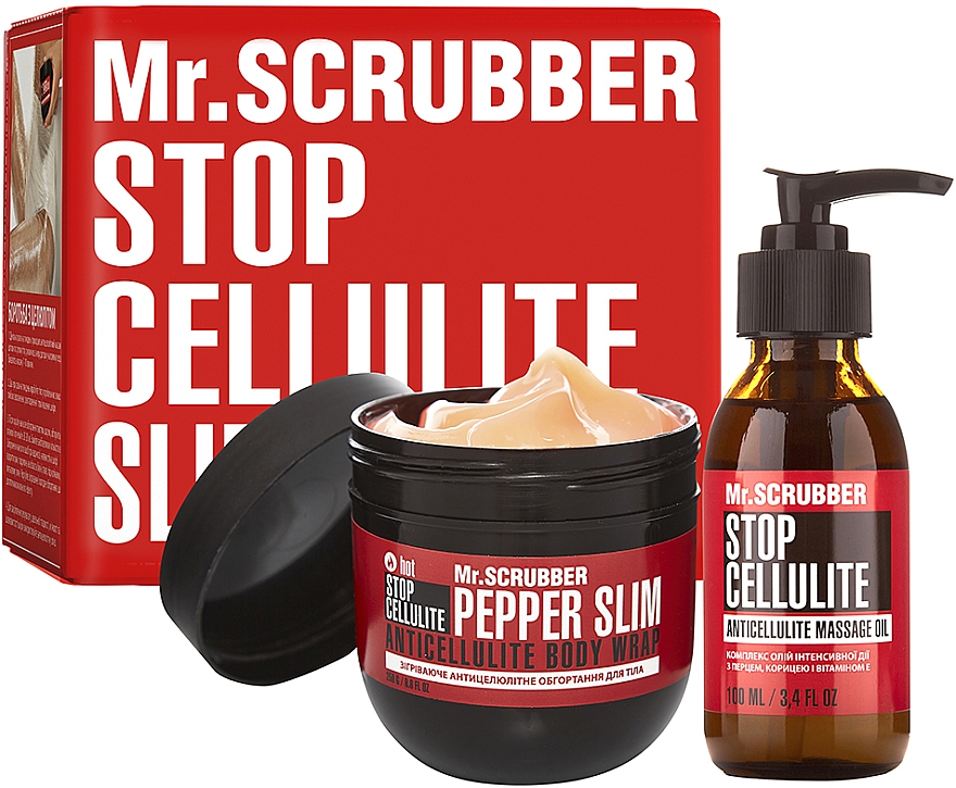 Set - Mr.Scrubber Stop Cellulite Massage Hot Pepper Slim (cr/hot/250g + oil/100ml) — Bild N1