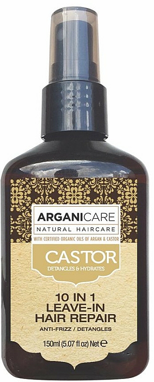 Regenerierende 10in1 Haarpflege mit Argan- und Rizinusöl ohne Ausspülen - Argaincare Castor Oil 10-in-1 Hair Repair