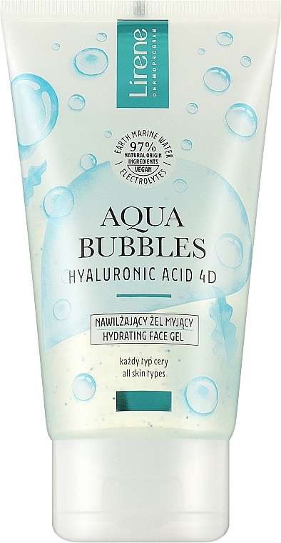 Feuchtigkeitsspendendes Gesichtsgel - Lirene Aqua Bubbles Hyaluronic Acid 4D Moisturizing Washing Gel — Bild N1